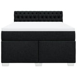 NNEVL Box Spring Bed with Mattress Black Queen Fabric