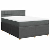 NNEVL Box Spring Bed with Mattress Light Grey Queen Fabric