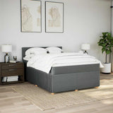 NNEVL Box Spring Bed with Mattress Light Grey Queen Fabric