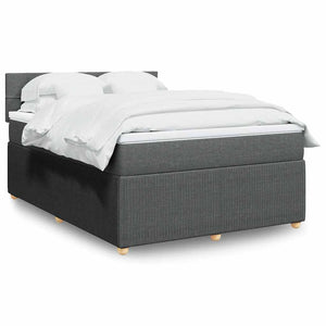 NNEVL Box Spring Bed with Mattress Light Grey Queen Fabric