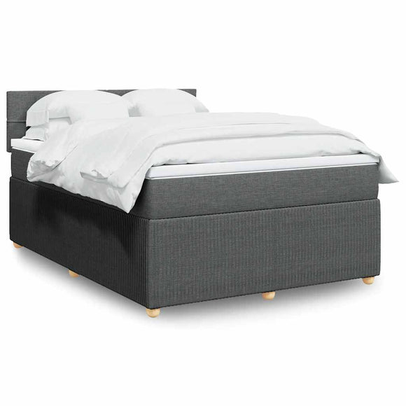 NNEVL Box Spring Bed with Mattress Light Grey Queen Fabric