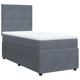 NNEVL Box Spring Bed with Mattress Dark Grey King Single Velvet