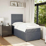 NNEVL Box Spring Bed with Mattress Dark Grey King Single Velvet