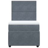NNEVL Box Spring Bed with Mattress Dark Grey King Single Velvet
