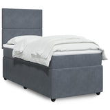NNEVL Box Spring Bed with Mattress Dark Grey King Single Velvet