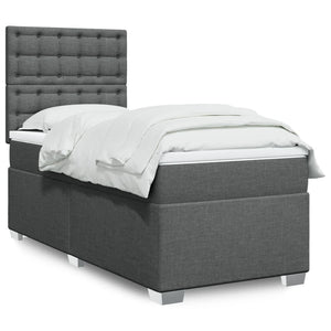 NNEVL Box Spring Bed with Mattress Dark Grey King Single Fabric