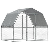 NNEVL Dog Cages 2 pcs with Roof and Door Silver Galvanised Steel
