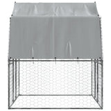 NNEVL Dog Cages 2 pcs with Roof and Door Silver Galvanised Steel