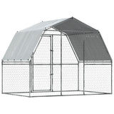 NNEVL Dog Cages 2 pcs with Roof and Door Silver Galvanised Steel