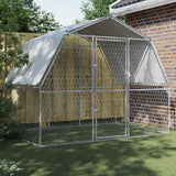 NNEVL Dog Cages 2 pcs with Roof and Door Silver Galvanised Steel