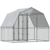 NNEVL Chicken Cages with Roof and Door Silver Galvanised Steel