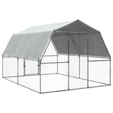NNEVL Chicken Cage with Roof and Door Silver Galvanised Steel