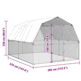 NNEVL Chicken Cage with Roof and Door Silver Galvanised Steel