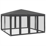 NNEVL Party Tent with 8 Mesh Sidewalls Anthracite 4x4 m HDPE