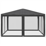 NNEVL Party Tent with 8 Mesh Sidewalls Anthracite 4x4 m HDPE