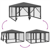NNEVL Party Tent with 8 Mesh Sidewalls Anthracite 4x4 m HDPE