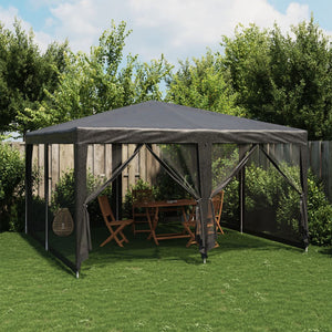 NNEVL Party Tent with 8 Mesh Sidewalls Anthracite 4x4 m HDPE