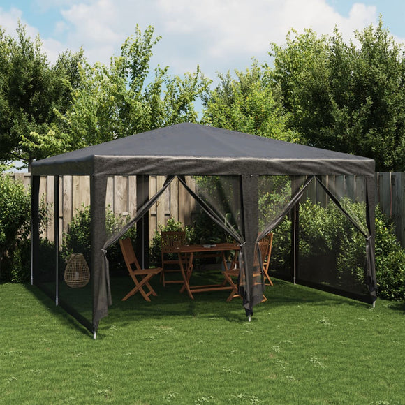 NNEVL Party Tent with 8 Mesh Sidewalls Anthracite 4x4 m HDPE