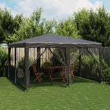 NNEVL Party Tent with 8 Mesh Sidewalls Anthracite 4x4 m HDPE