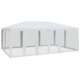 NNEVL Party Tent with 10 Mesh Sidewalls White 6x4 m HDPE