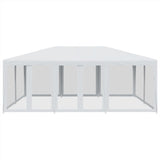 NNEVL Party Tent with 10 Mesh Sidewalls White 6x4 m HDPE