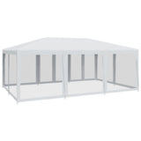 NNEVL Party Tent with 10 Mesh Sidewalls White 6x4 m HDPE