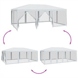NNEVL Party Tent with 10 Mesh Sidewalls White 6x4 m HDPE