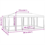 NNEVL Party Tent with 10 Mesh Sidewalls White 6x4 m HDPE