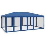 NNEVL Party Tent with 10 Mesh Sidewalls Blue 6x4 m HDPE