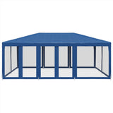 NNEVL Party Tent with 10 Mesh Sidewalls Blue 6x4 m HDPE