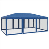 NNEVL Party Tent with 10 Mesh Sidewalls Blue 6x4 m HDPE