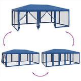 NNEVL Party Tent with 10 Mesh Sidewalls Blue 6x4 m HDPE