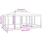 NNEVL Party Tent with 10 Mesh Sidewalls Blue 6x4 m HDPE