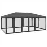 NNEVL Party Tent with 10 Mesh Sidewalls Anthracite 6x4 m HDPE