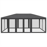 NNEVL Party Tent with 10 Mesh Sidewalls Anthracite 6x4 m HDPE