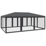 NNEVL Party Tent with 10 Mesh Sidewalls Anthracite 6x4 m HDPE