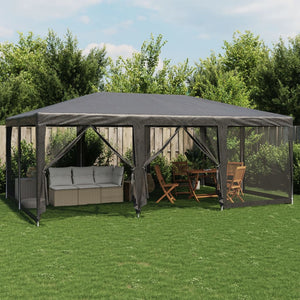 NNEVL Party Tent with 10 Mesh Sidewalls Anthracite 6x4 m HDPE