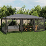 NNEVL Party Tent with 10 Mesh Sidewalls Anthracite 6x4 m HDPE