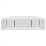 NNEVL Party Tent with 12 Mesh Sidewalls White 8x4 m HDPE