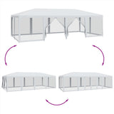 NNEVL Party Tent with 12 Mesh Sidewalls White 8x4 m HDPE