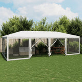 NNEVL Party Tent with 12 Mesh Sidewalls White 8x4 m HDPE