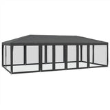 NNEVL Party Tent with 12 Mesh Sidewalls Anthracite 8x4 m HDPE