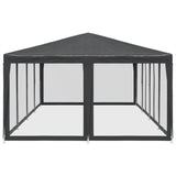 NNEVL Party Tent with 12 Mesh Sidewalls Anthracite 8x4 m HDPE