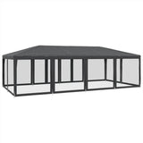 NNEVL Party Tent with 12 Mesh Sidewalls Anthracite 8x4 m HDPE