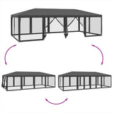 NNEVL Party Tent with 12 Mesh Sidewalls Anthracite 8x4 m HDPE