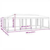 NNEVL Party Tent with 12 Mesh Sidewalls Anthracite 8x4 m HDPE