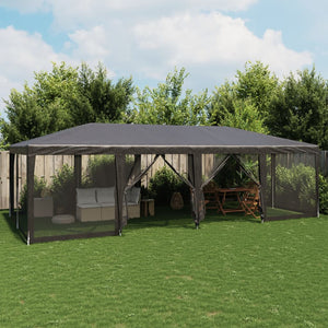 NNEVL Party Tent with 12 Mesh Sidewalls Anthracite 8x4 m HDPE