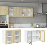 NNEVL Hanging Glass Cabinet Lyon Sonoma Oak 80x31x60 cm Engineered Wood