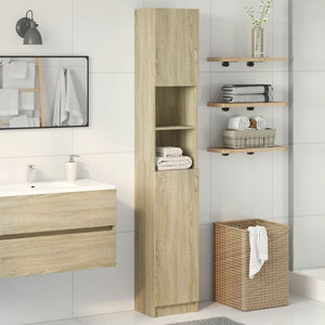 NNEVL Bathroom Cabinet Sonoma Oak 32x25.5x190 cm Engineered Wood