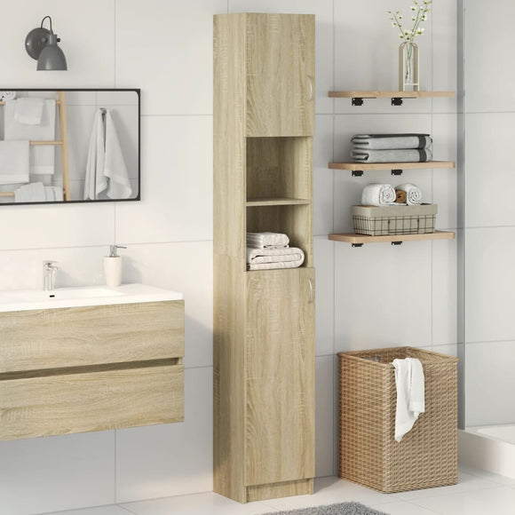 NNEVL Bathroom Cabinet Sonoma Oak 32x25.5x190 cm Engineered Wood